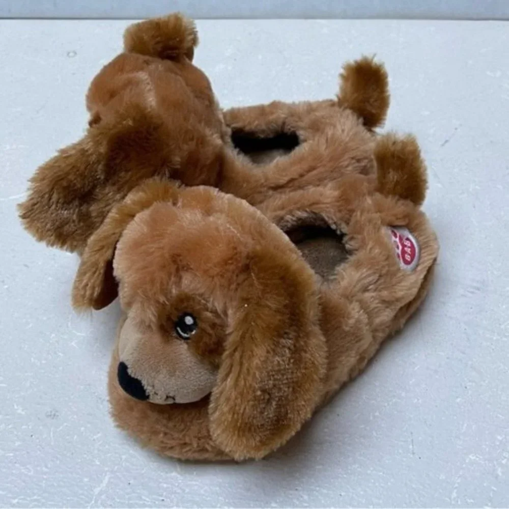 Build A Bear Dog Slippers Kids Small Puppy Dog Stuffed Animal Cozy Comfort Soft